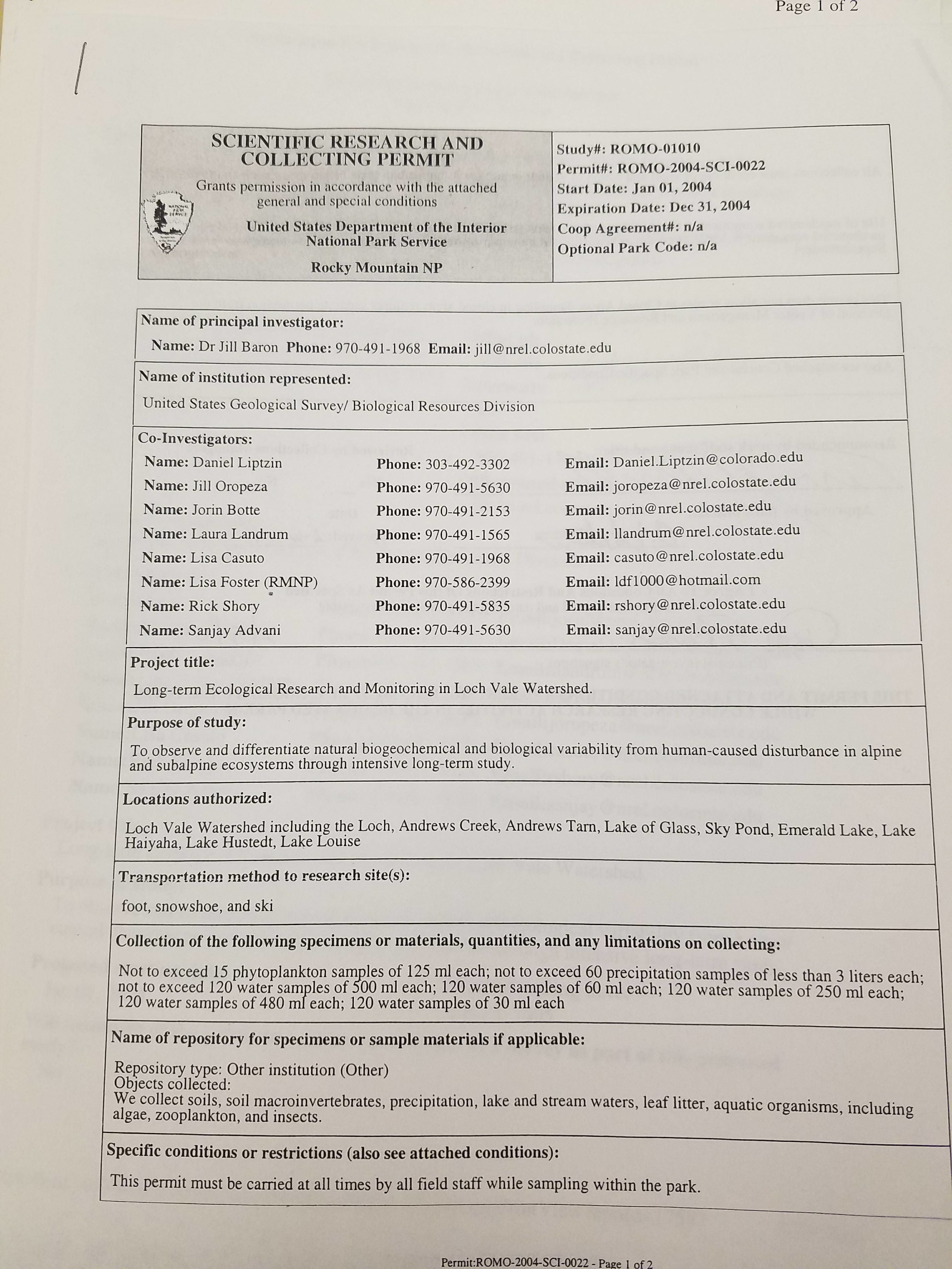 Research Permit Example Project Portfolio – Joseph Sarr